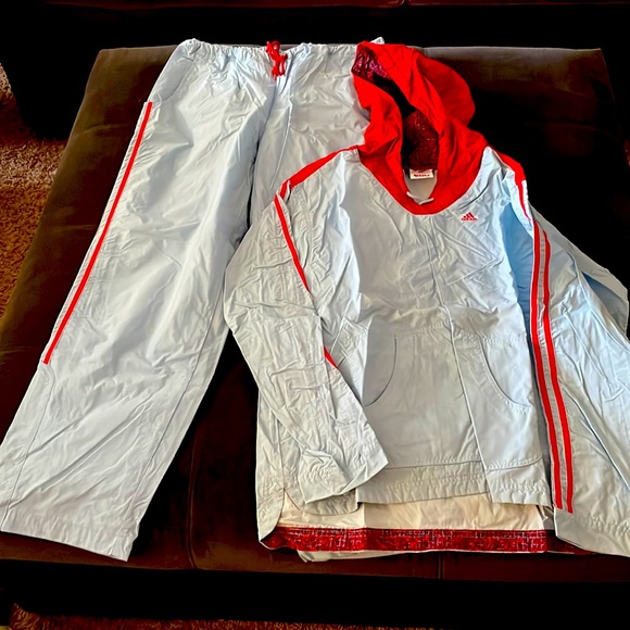 Adidas tracksuit blue with burnt orange trim. First picture is correct color. - Picture 2 of 11